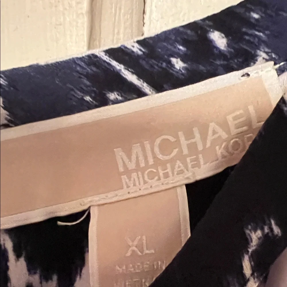Michael Kors Navy and White Halter Maxi Dress
